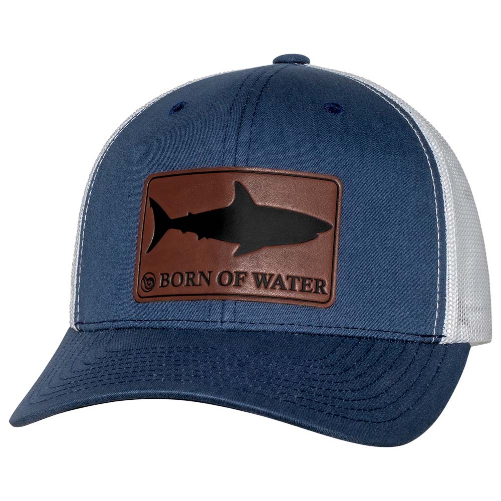 Shark Silhouette Hammerhead Shark Leather Patch Hat