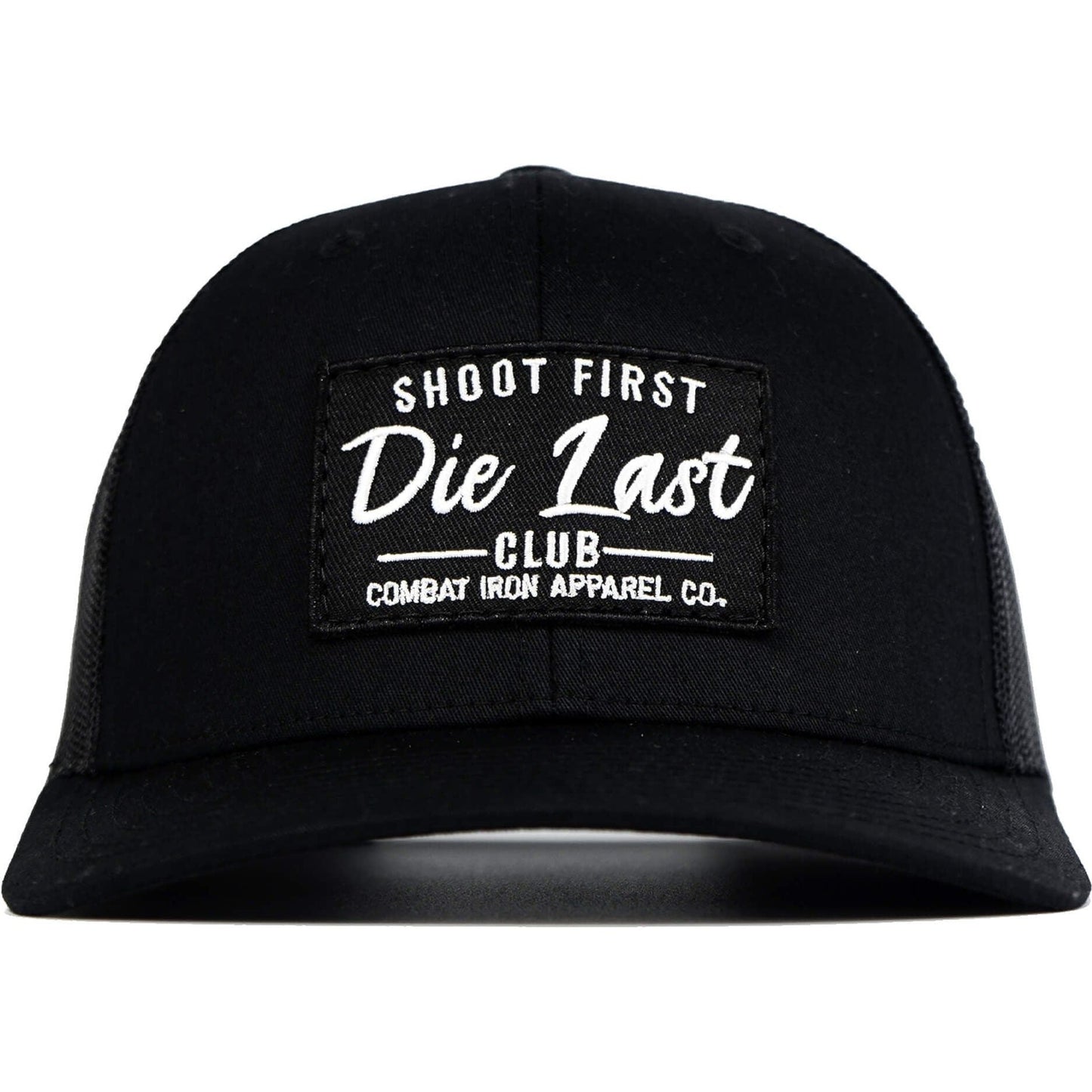 SHOOT FIRST. DIE LAST. CLUB PATCH MID-PROFILE MESH SNAPBACK