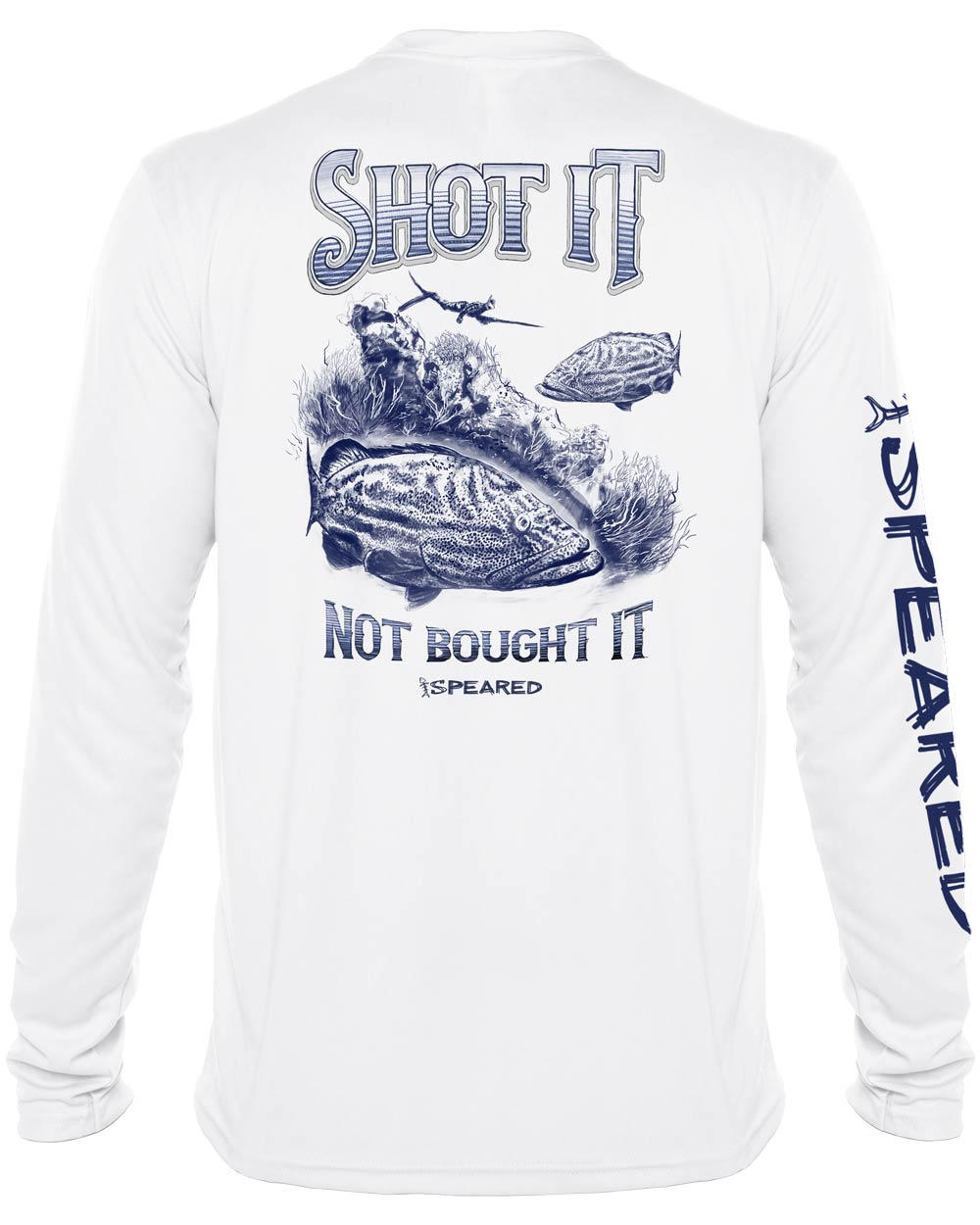 Shot It Not Bought It Gag Grouper: Long Sleeve UV UPF 50+ Protection T-Shirt