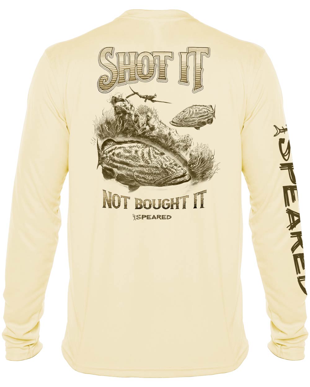 Shot It Not Bought It Gag Grouper: Long Sleeve UV UPF 50+ Protection T-Shirt