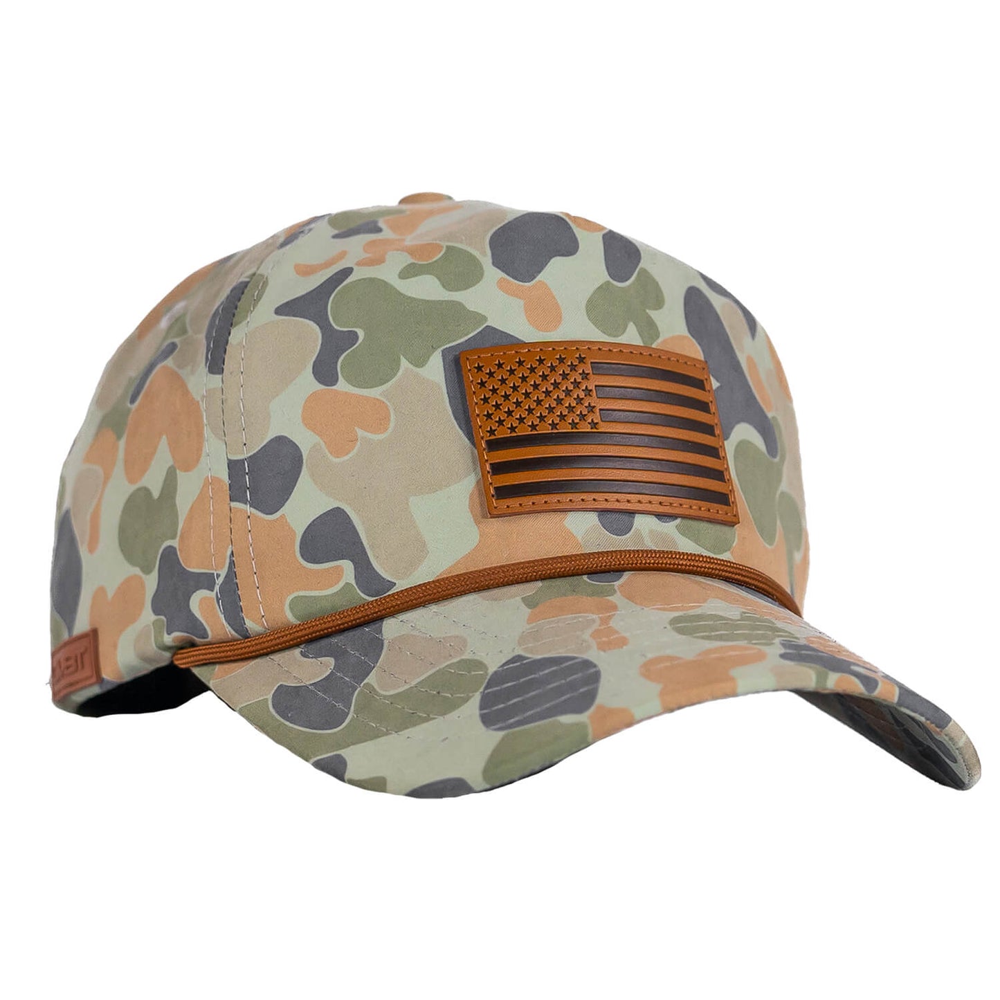 AMERICAN FLAG PATCH CRUSHABLE ROPE SNAPBACK | FROGSKIN DUCK CAMO