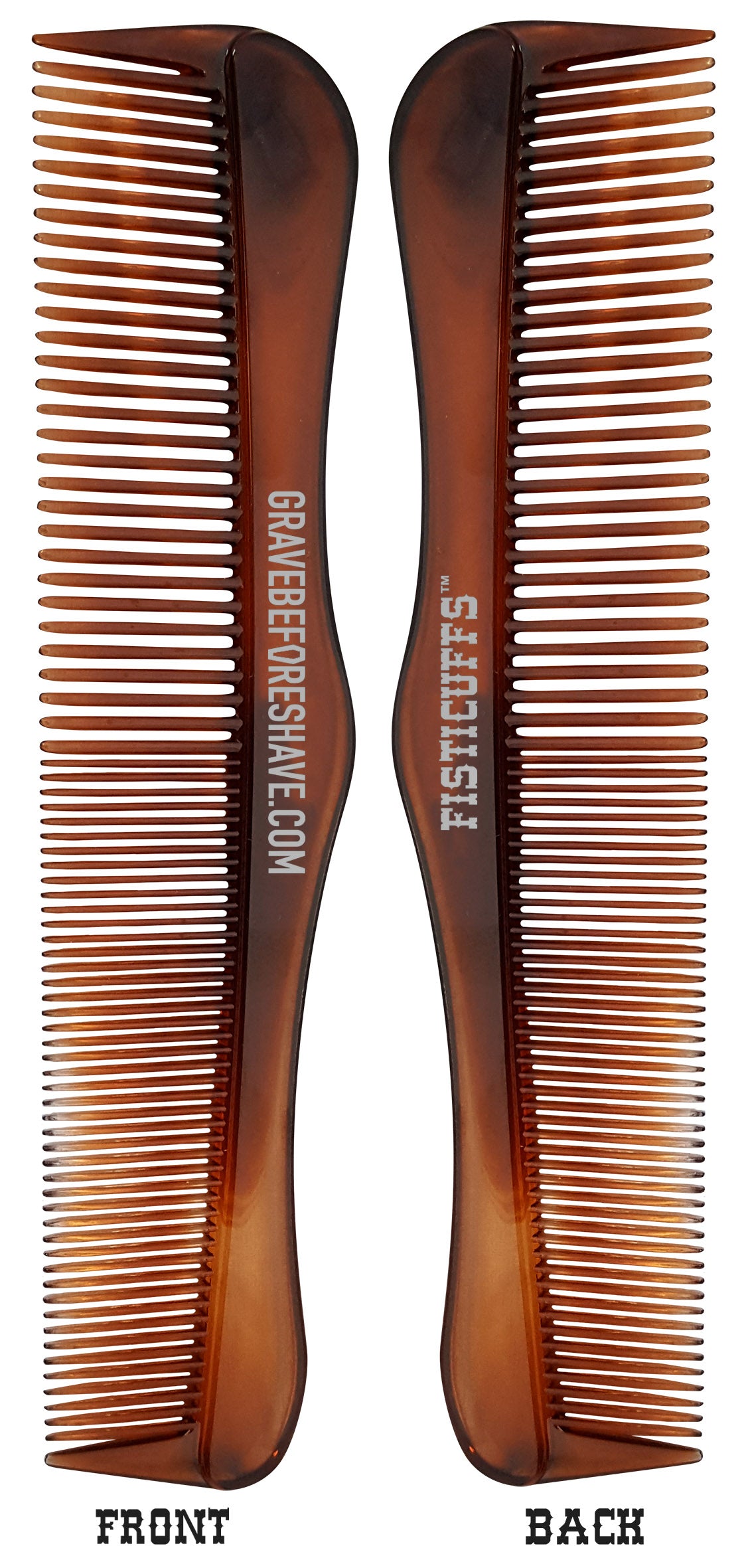 Grave Before Shave Acrylic Tortoise Shell Fine/Wide Tooth Comb (made by BASS)