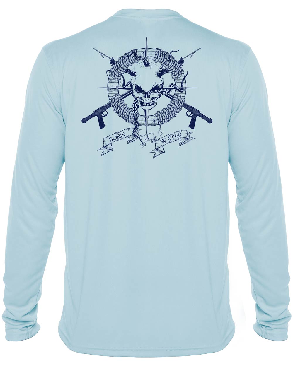 Spearfishing T-Shirt: UV Performance Long Sleeve: Skull & Spearguns