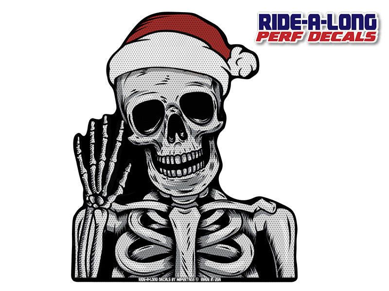 Skeleton Santa *RIDE A LONG* Perforated Decal