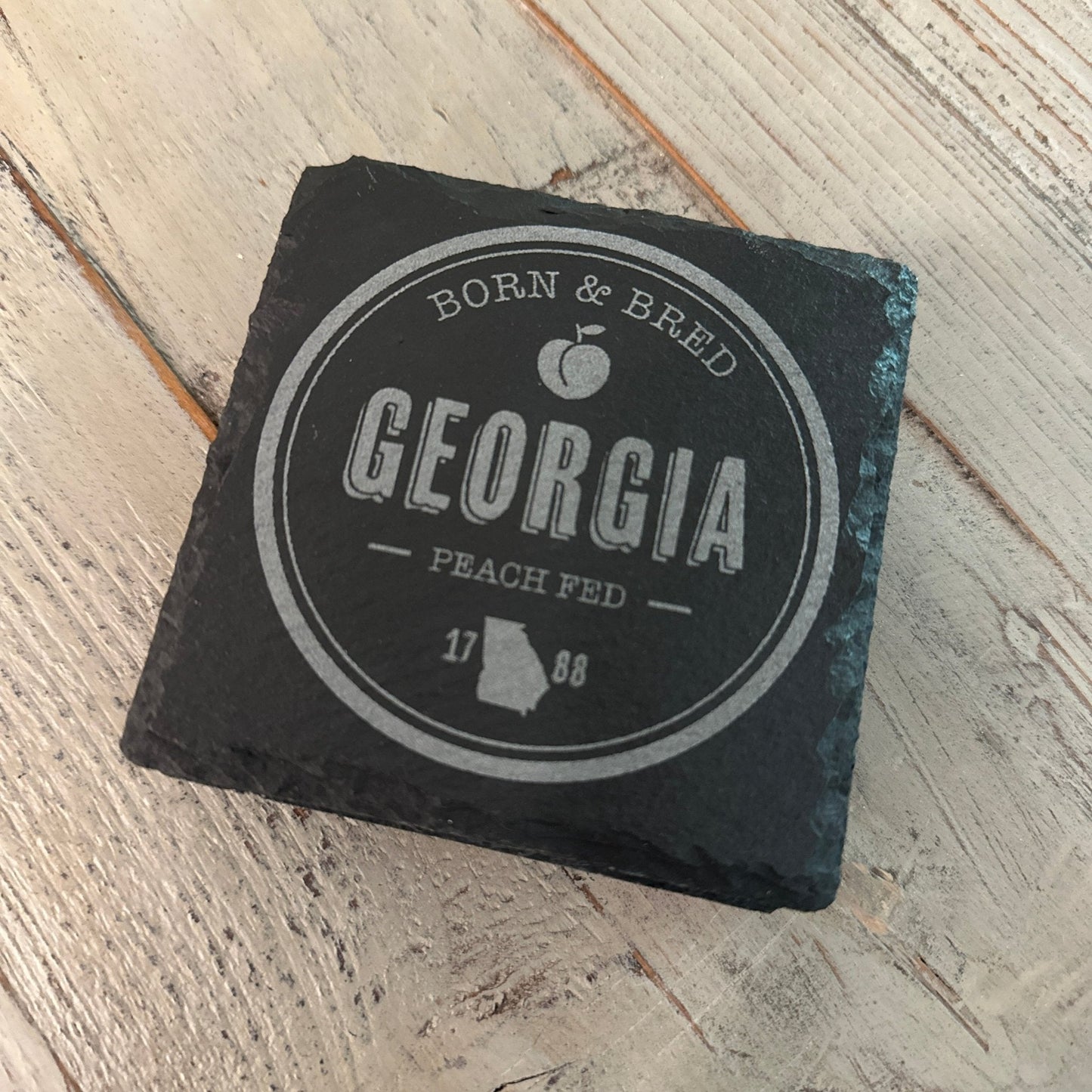 Slate Coaster Set | 4-Piece Set | Round or Square "Georgia Born" Coaster Set