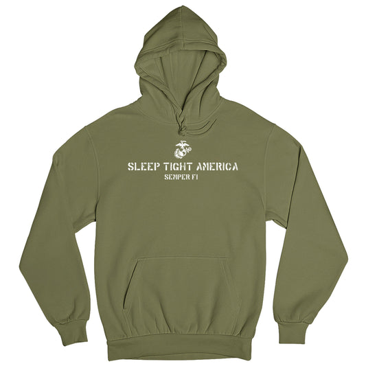 Marines Sleep Tight America Military Green  Hoodie