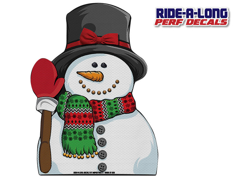 Snowman *RIDE A LONG* Perforated Decal