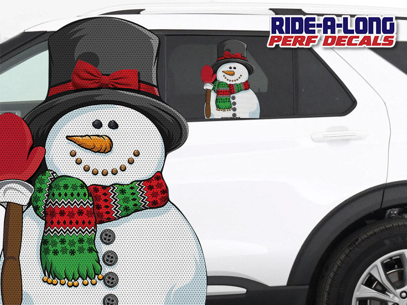 Snowman *RIDE A LONG* Perforated Decal