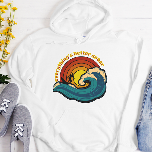 Recovery Unisex Hoodie | Inspiring Sobriety | Sober Surfer Sunset