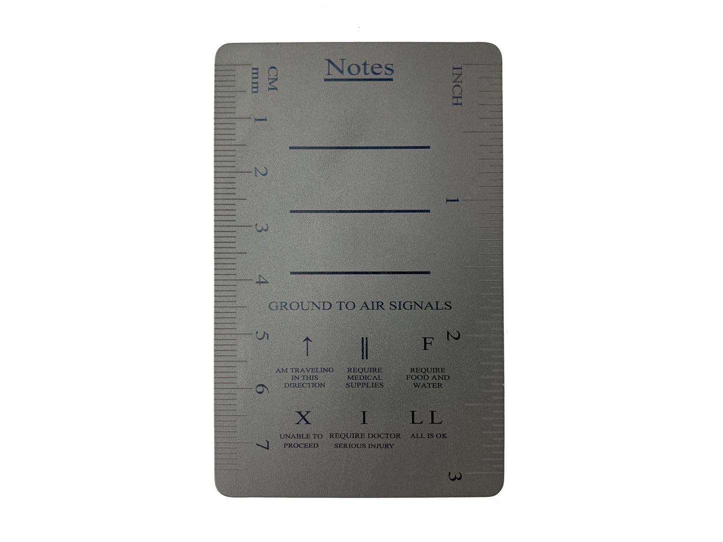 Titanium COMM Card - International Morse Code / SOS / Notes / Measurement