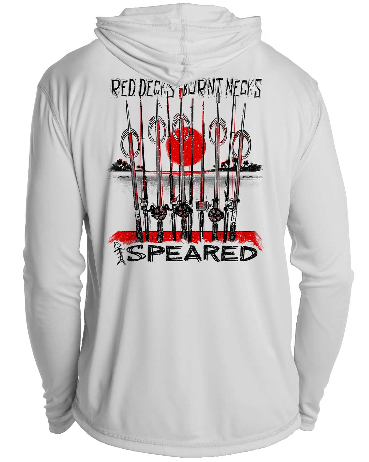 Red Decks, Burnt Necks Spearfishing UV Hoodie: Mens