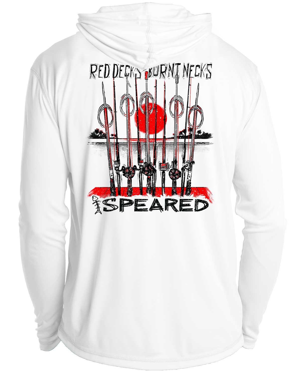 Red Decks, Burnt Necks Spearfishing UV Hoodie: Mens