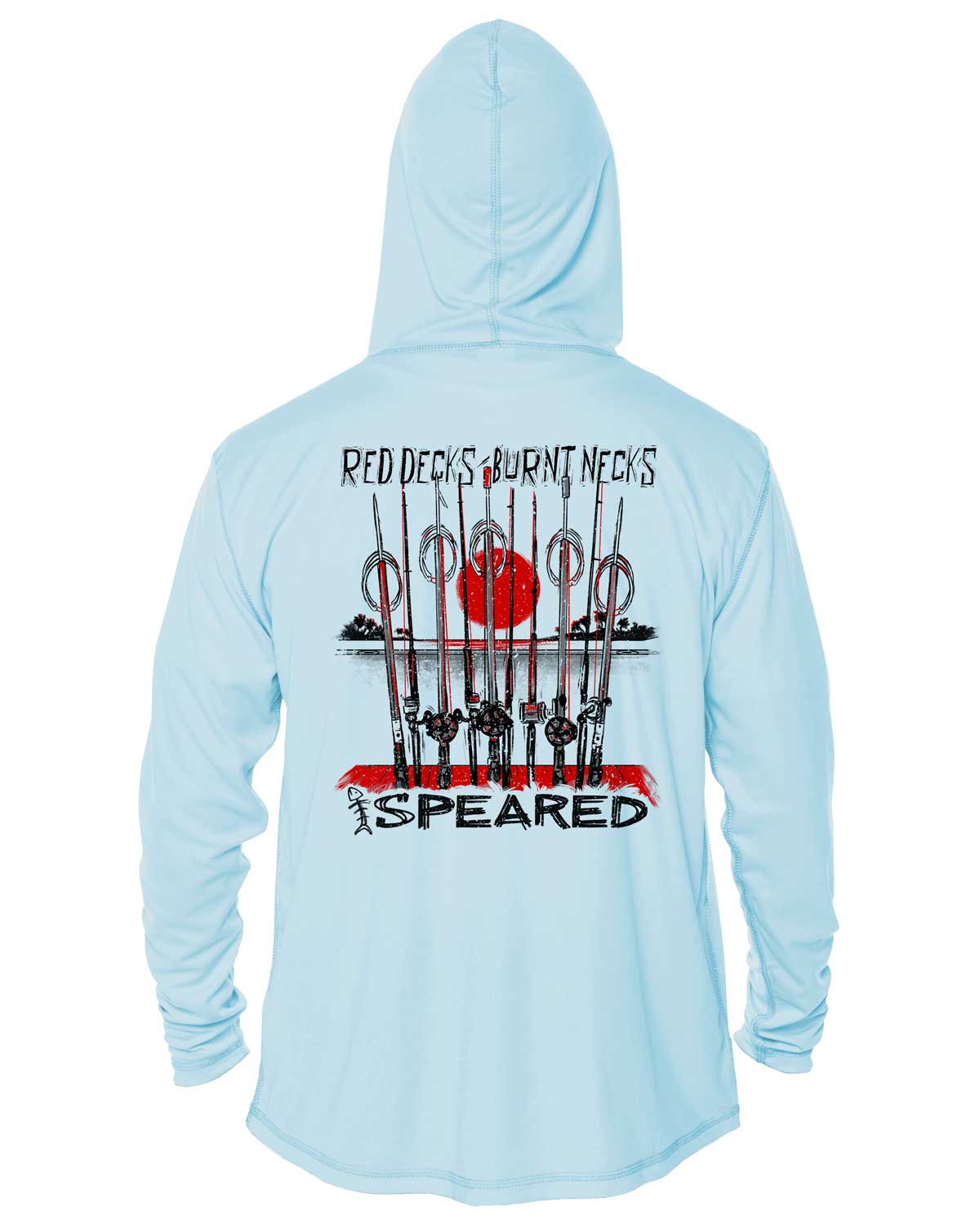 Red Decks, Burnt Necks Spearfishing UV Hoodie: Mens