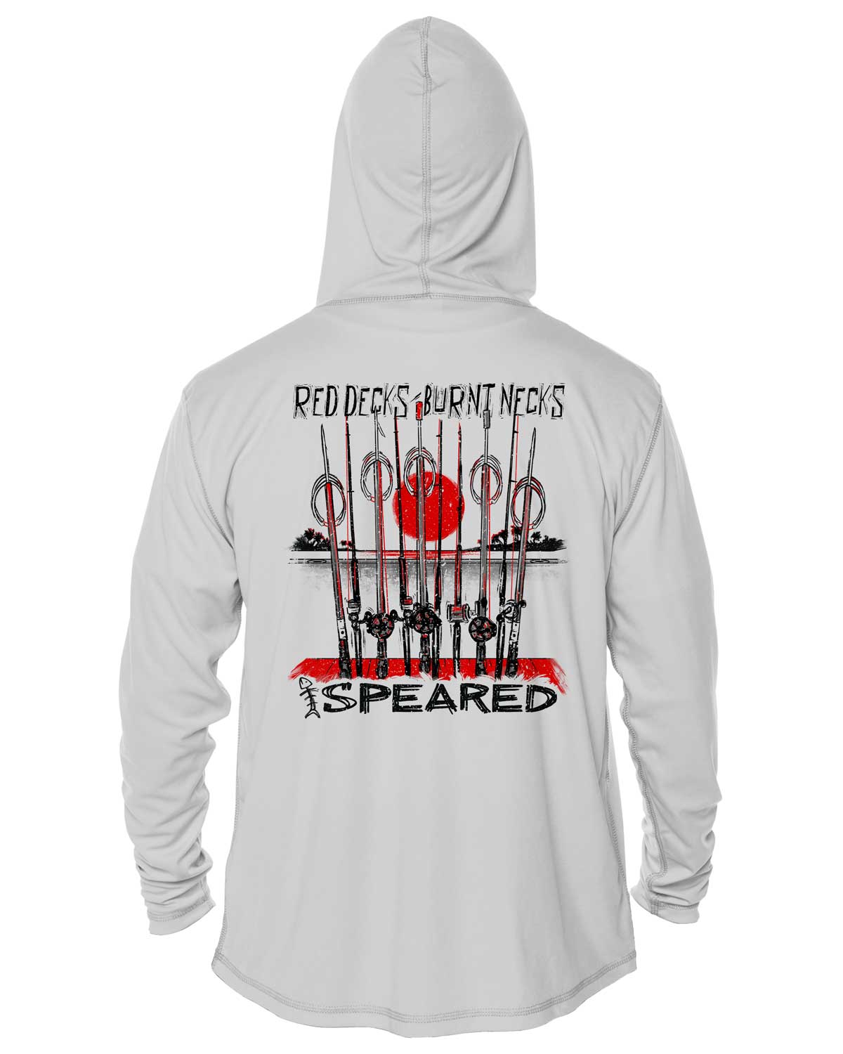 Red Decks, Burnt Necks Spearfishing UV Hoodie: Mens