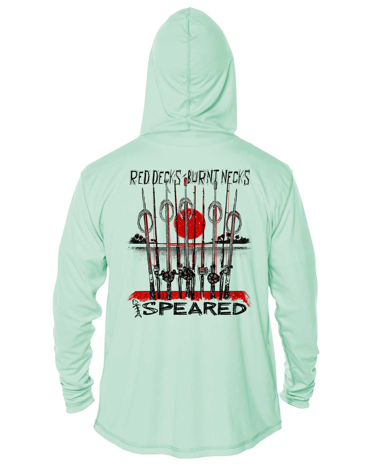 Red Decks, Burnt Necks Spearfishing UV Hoodie: Mens