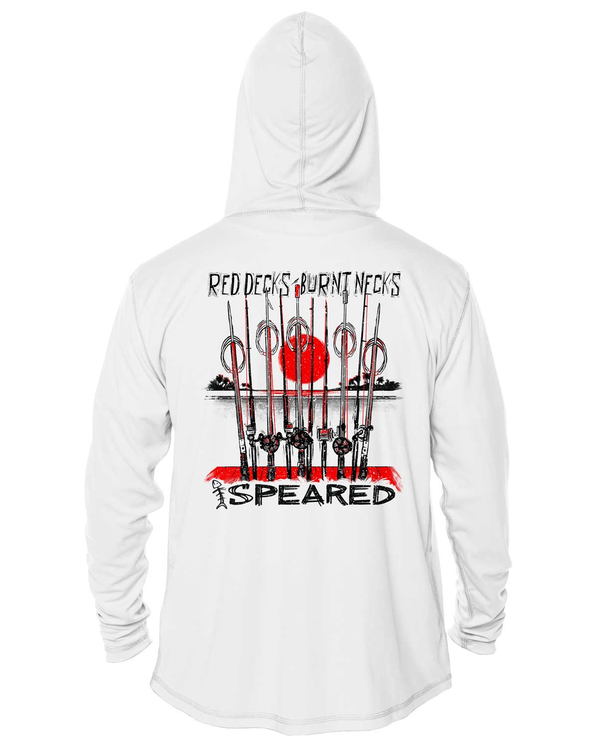 Red Decks, Burnt Necks Spearfishing UV Hoodie: Mens