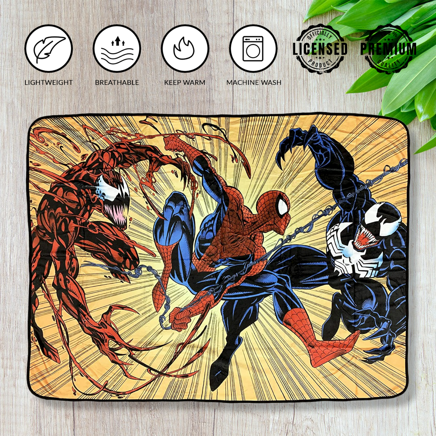 Spider-Man Maximum Carnage And Venom Marvel Fleece Throw Blanket 45in. By 60in.