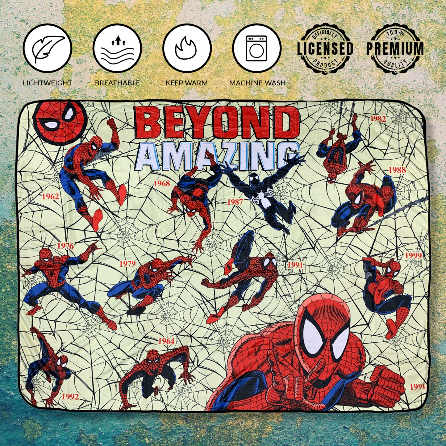 Spider-Man Beyond Amazing 60th Marvel Flannel Throw Super Soft Fleece Blanket 45x60in