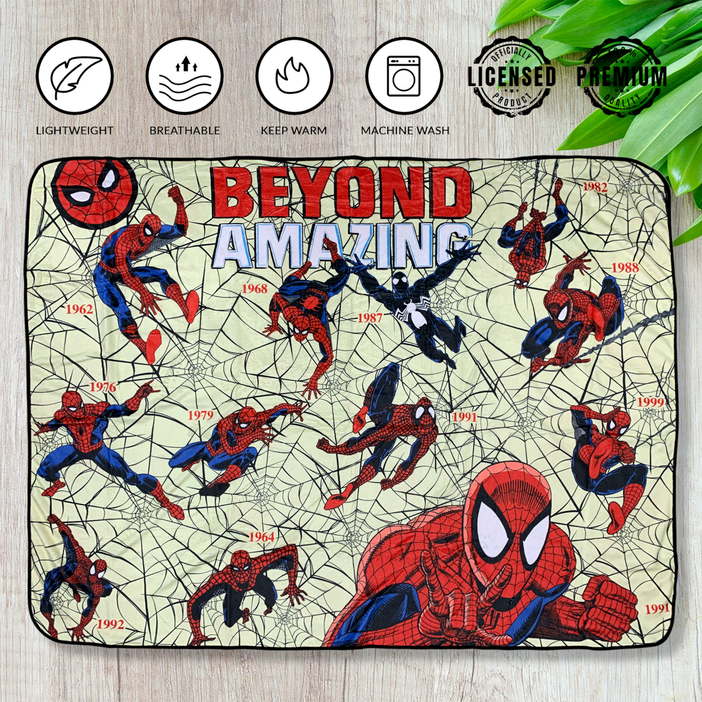 Spider-Man Beyond Amazing 60th Marvel Flannel Throw Super Soft Fleece Blanket 45x60in