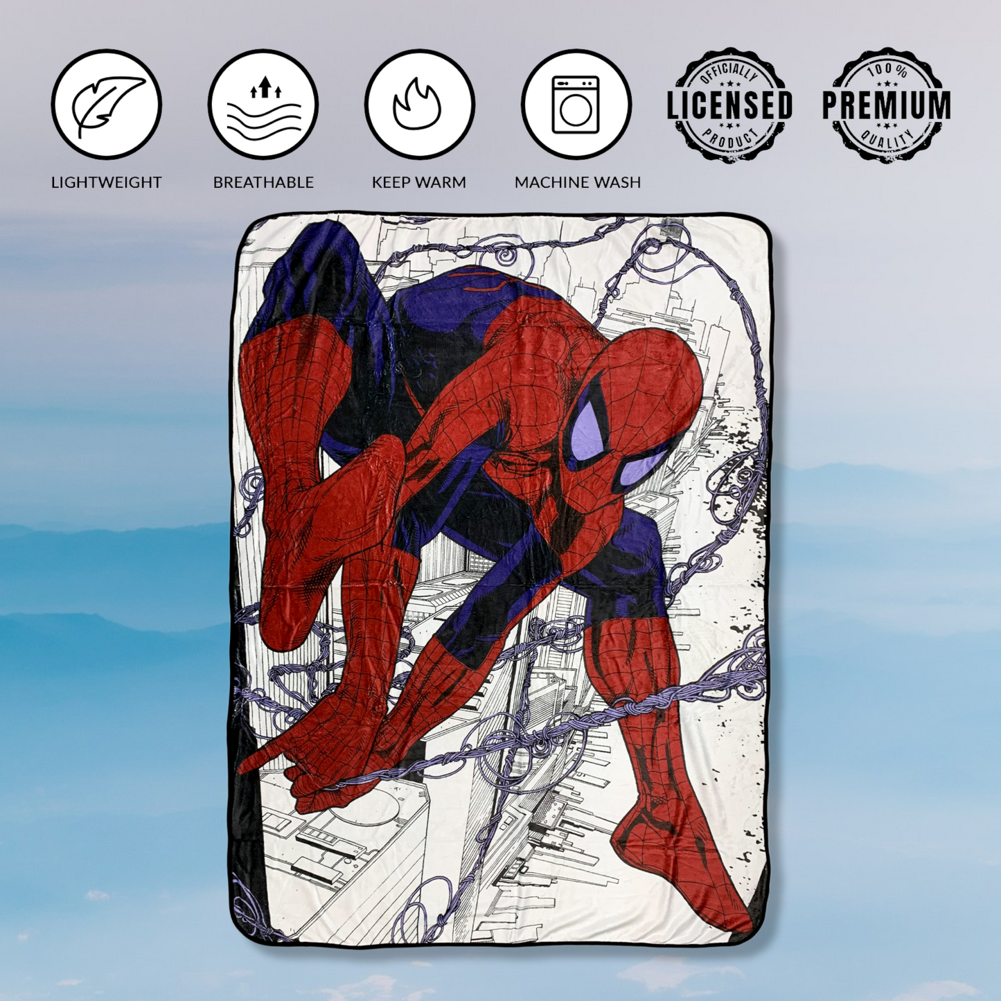 Spider-Man Webslinger Marvel Flannel Fleece Throw Super Soft Lightweight Fleece Blanket 45x60in