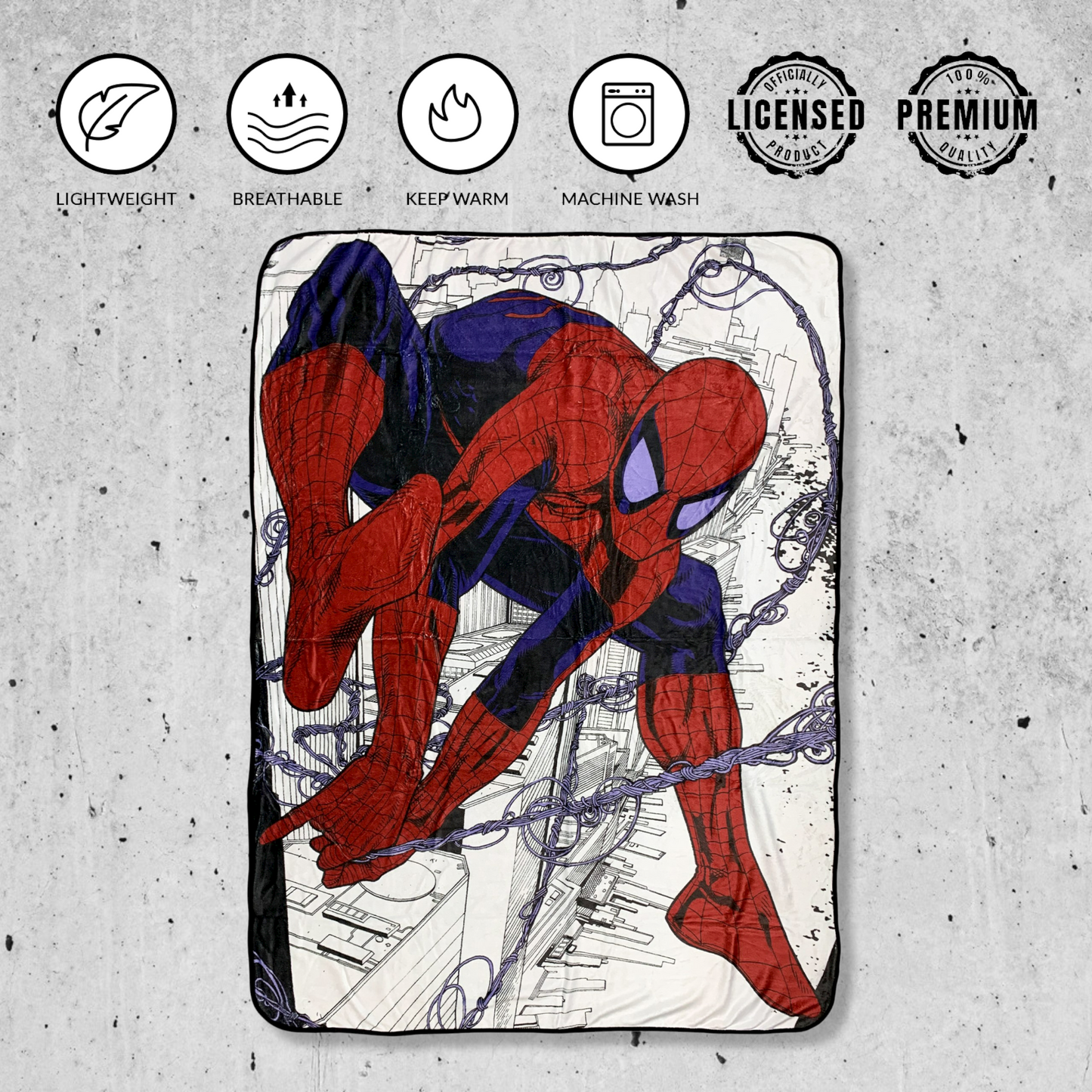 Spider-Man Webslinger Marvel Flannel Fleece Throw Super Soft Lightweight Fleece Blanket 45x60in