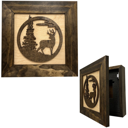 Buck in Nature Decorative Wall-Mounted Gun Cabinet - Gun Safe To Securely Store Your Gun And Other Home Defense Gear