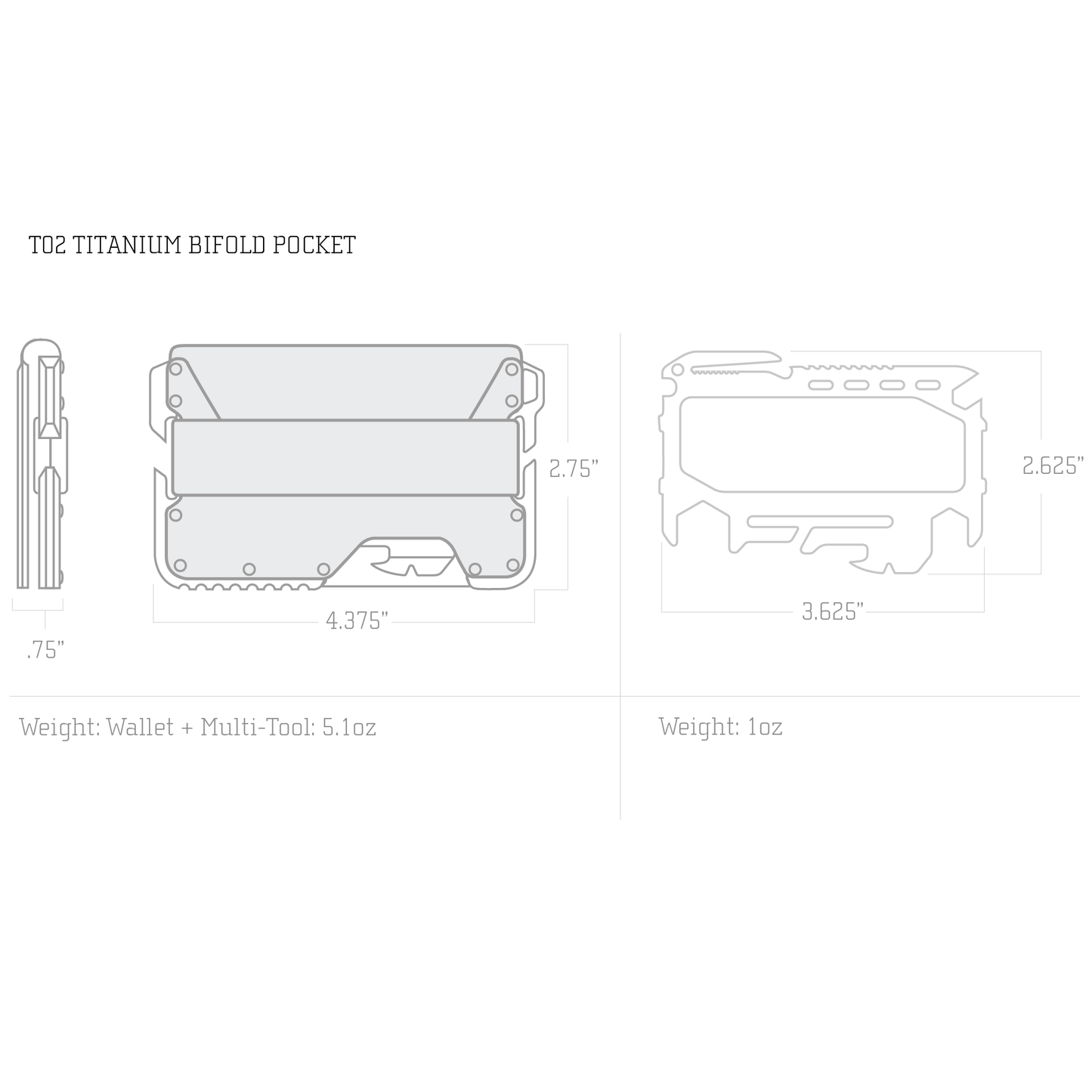 T02 TACTICAL™ TITANIUM WALLET - 3 POCKET BIFOLD