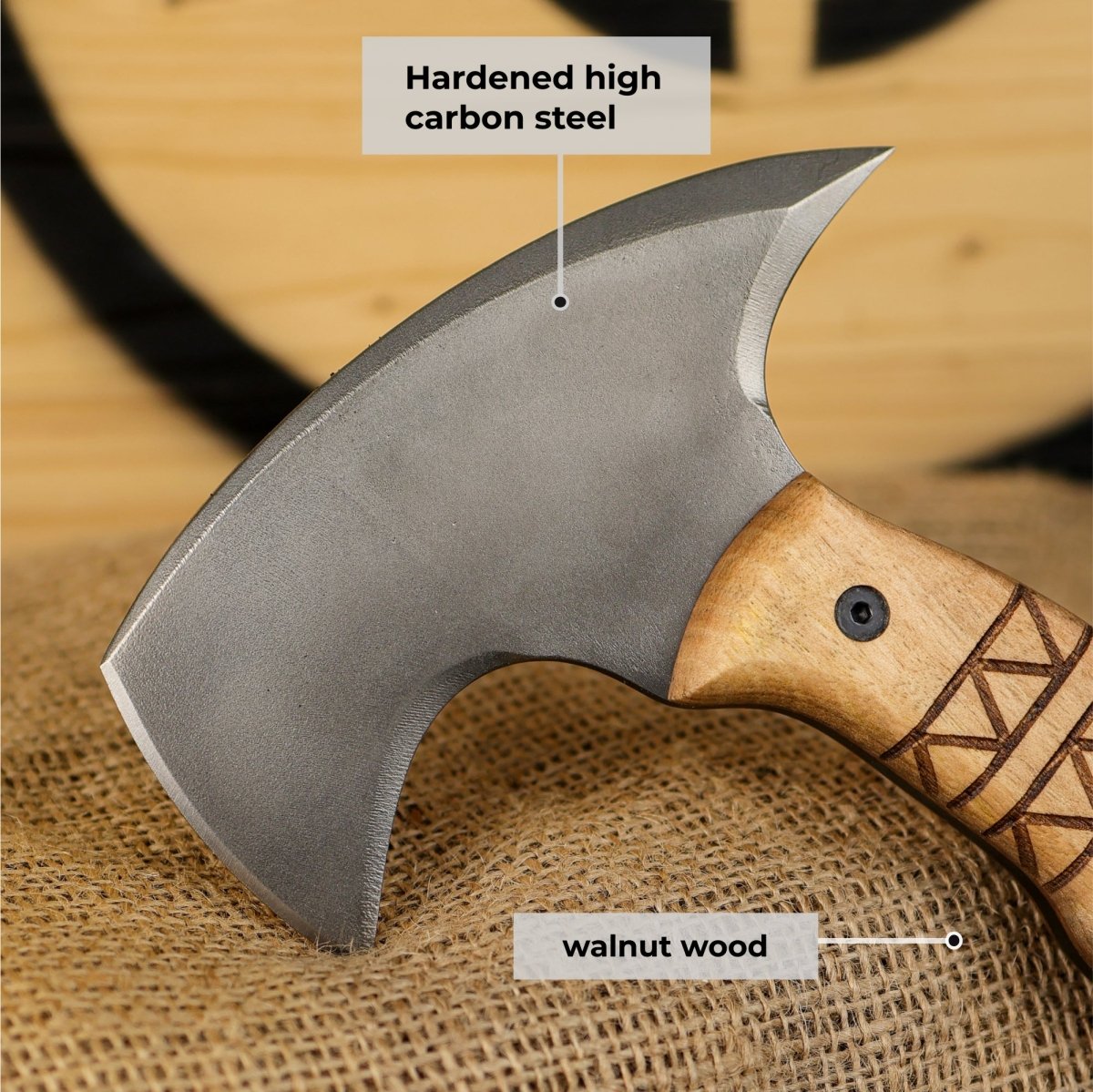 Tactical tomahawk "Sakari" with tribal engraving