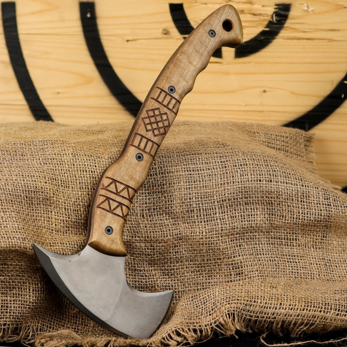 Tactical tomahawk "Sakari" with tribal engraving