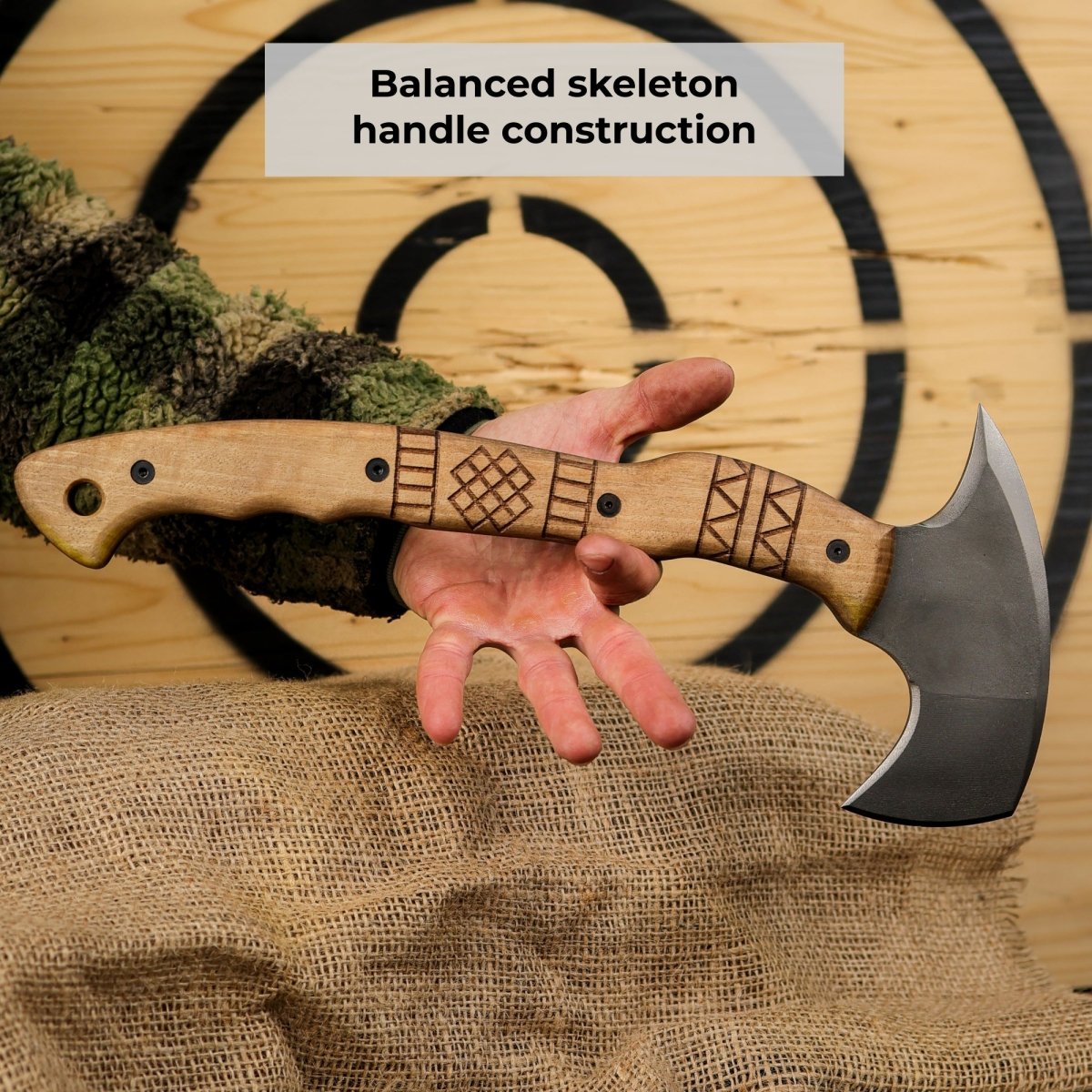 Tactical tomahawk "Sakari" with tribal engraving