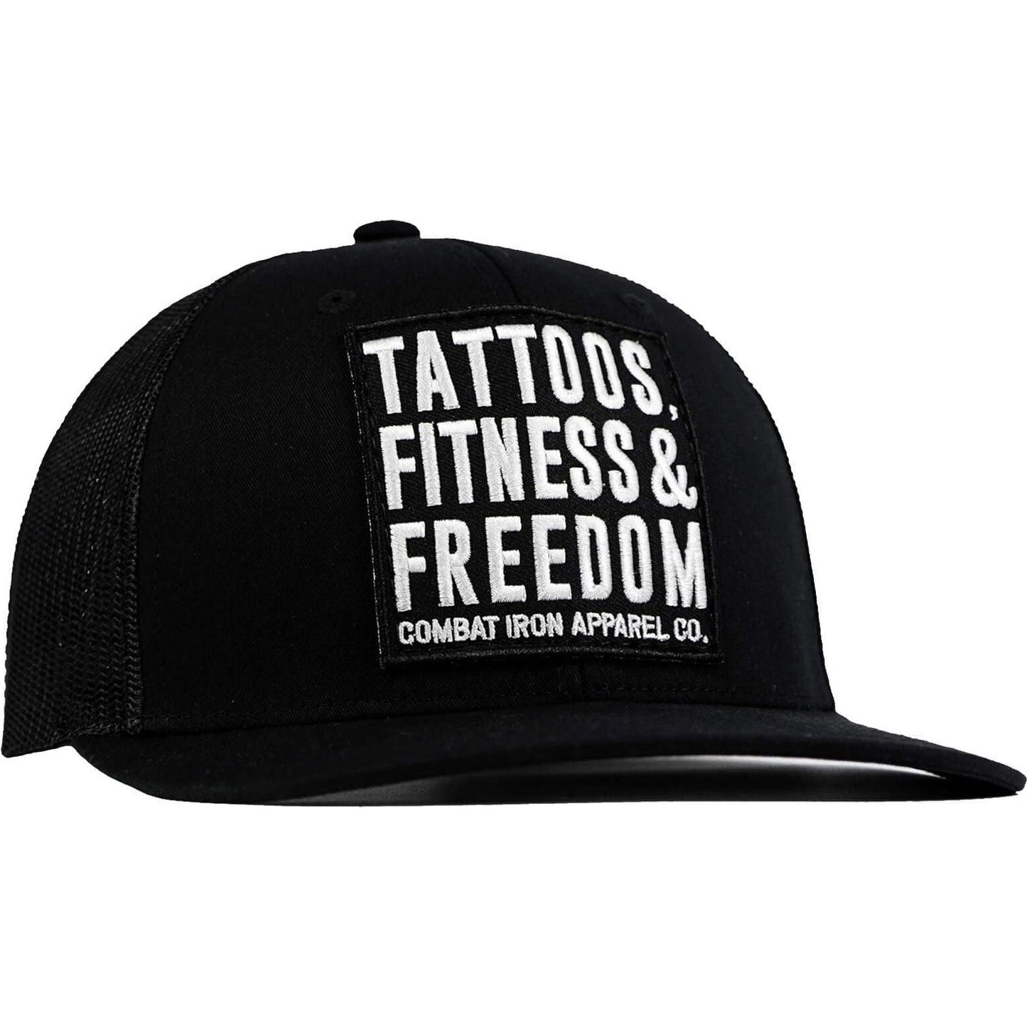 Tattoos, Fitness, & Freedom Black Patch Mid-Profile Mesh Snapback