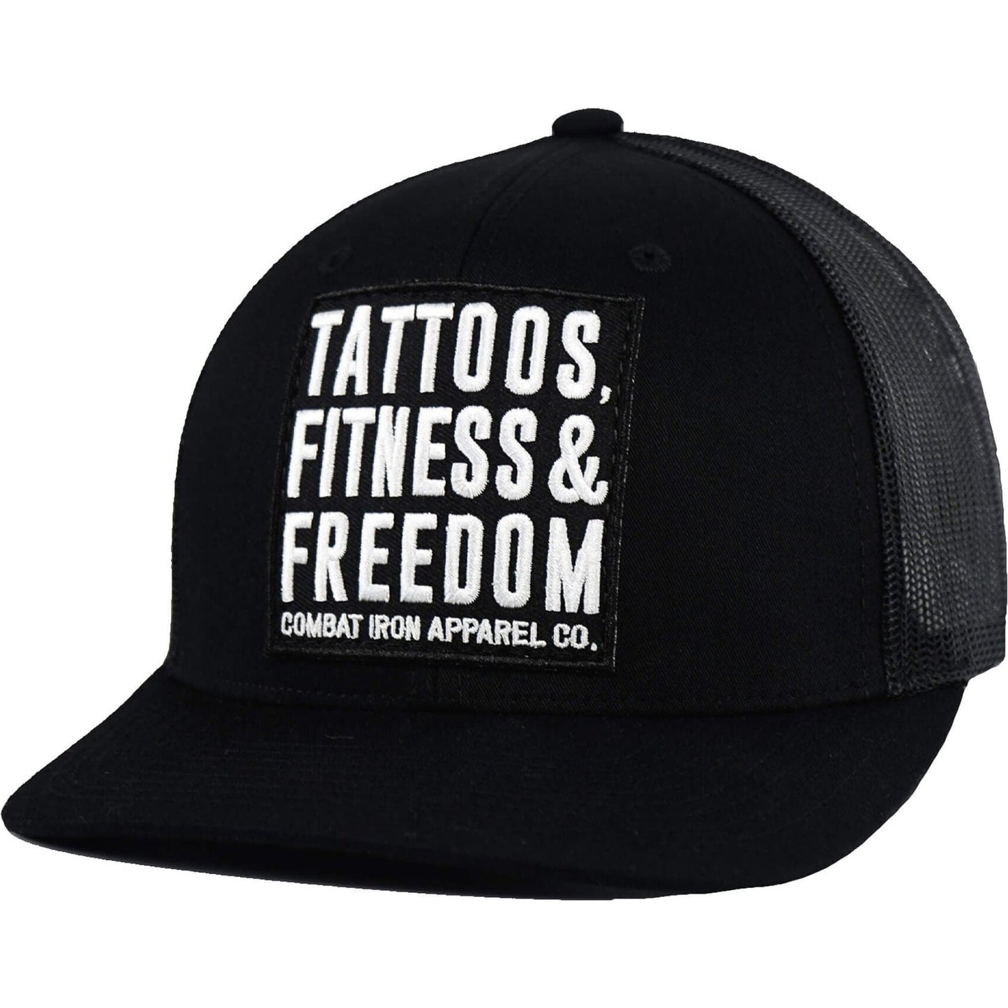 Tattoos, Fitness, & Freedom Black Patch Mid-Profile Mesh Snapback