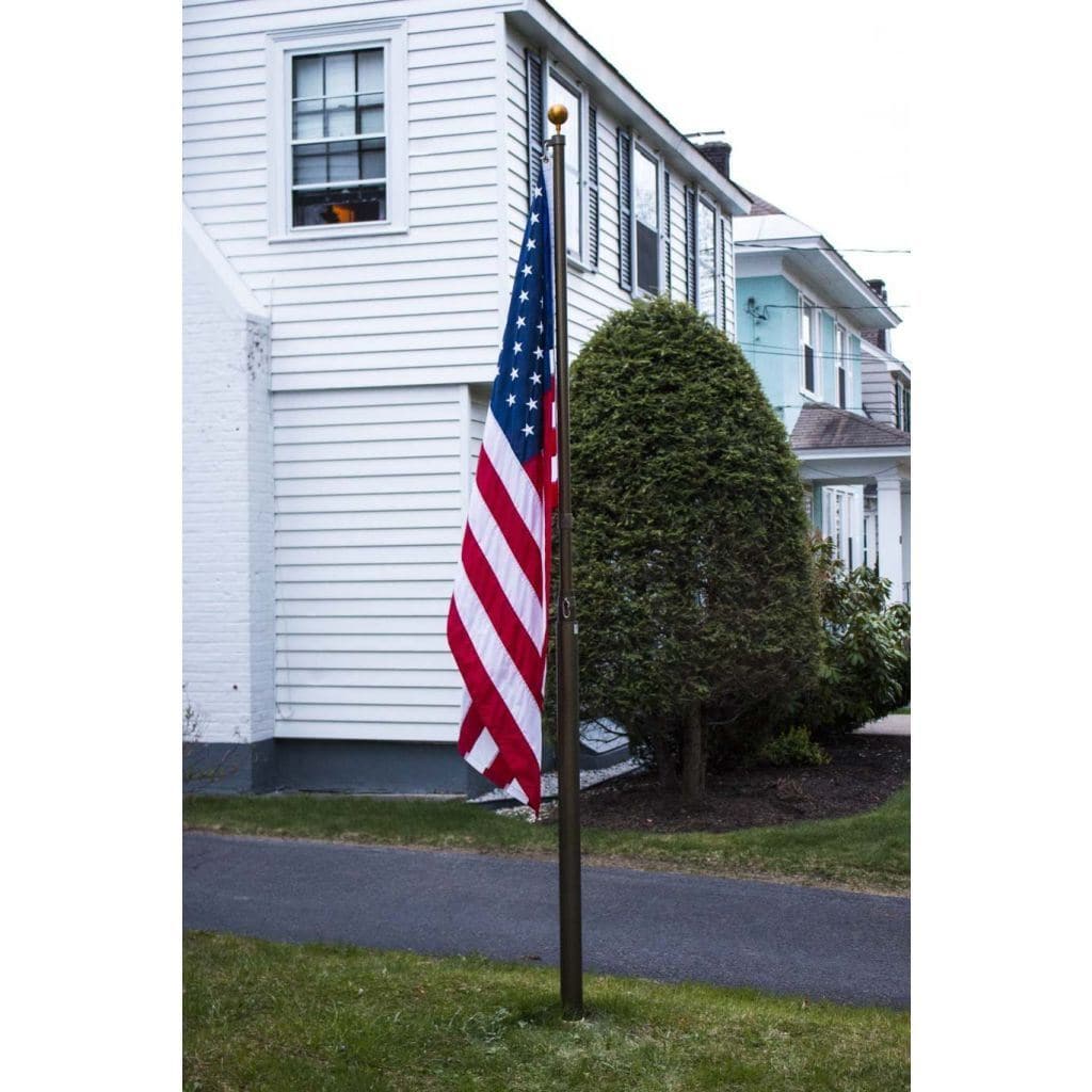 Phoenix Telescoping Flagpole with Free American Flag, Securi-Shur Anti-Theft Locking Clamp, and Lifetime Anti-Theft Guarantee