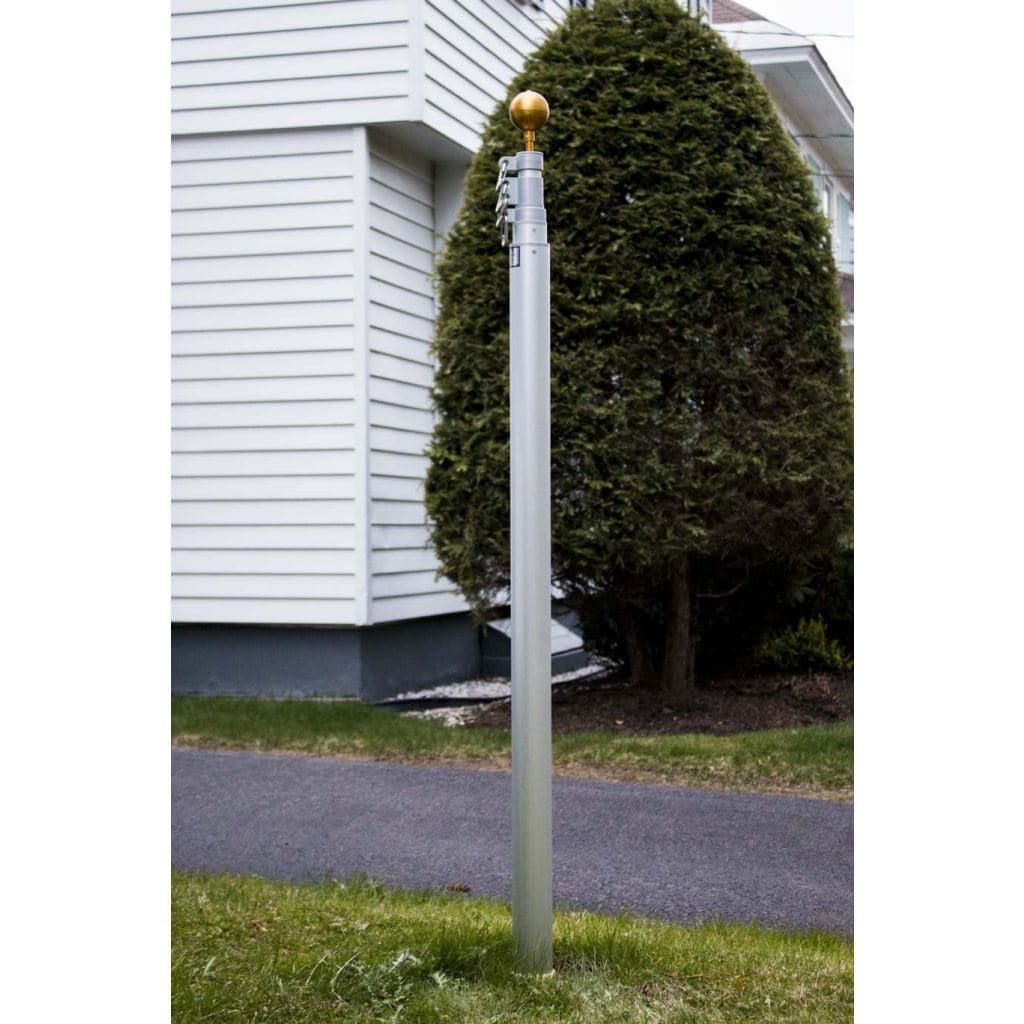 Phoenix Telescoping Flagpole with Free American Flag, Securi-Shur Anti-Theft Locking Clamp, and Lifetime Anti-Theft Guarantee