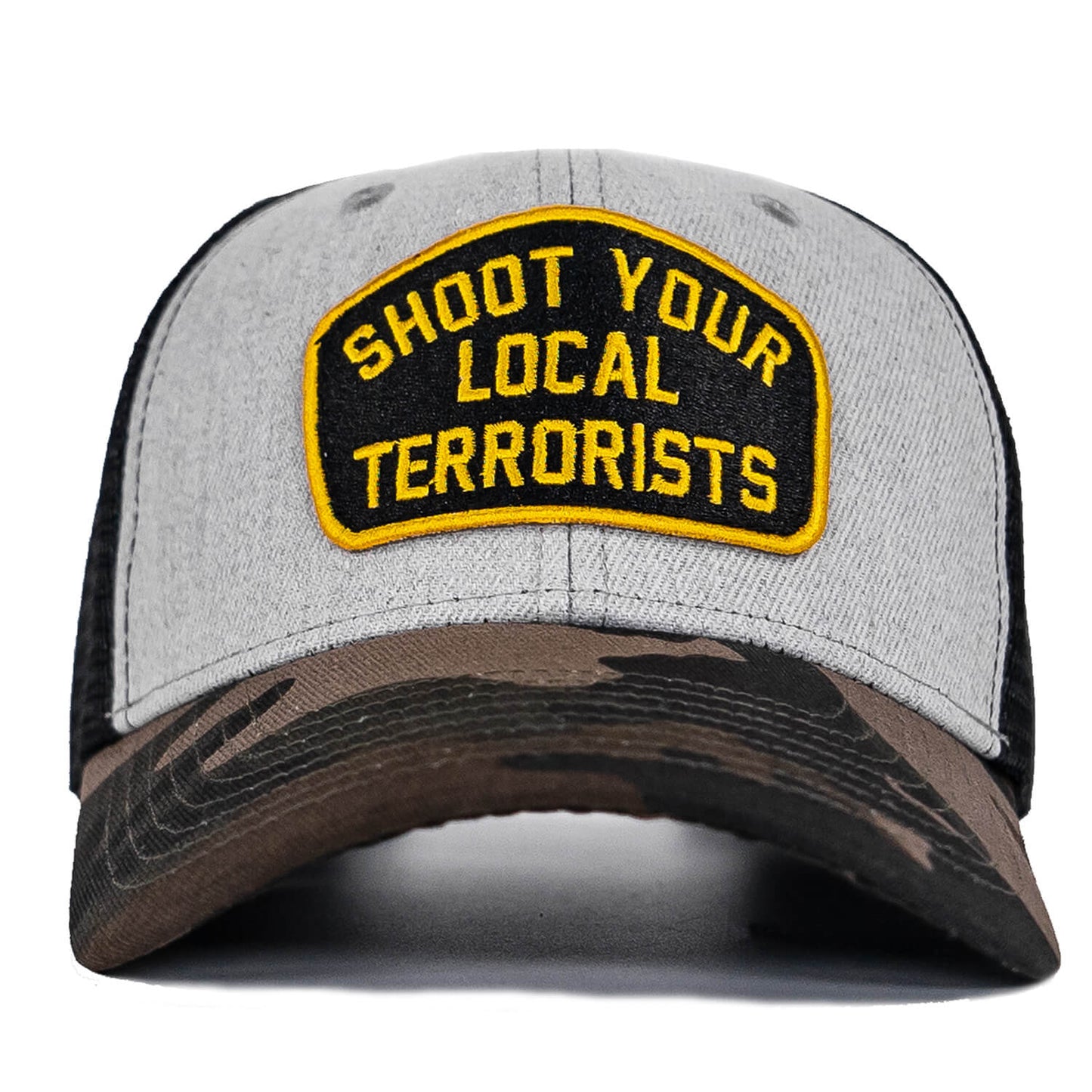 SHOOT YOUR LOCAL TERRORISTS PATCH MESH SNAPBACK