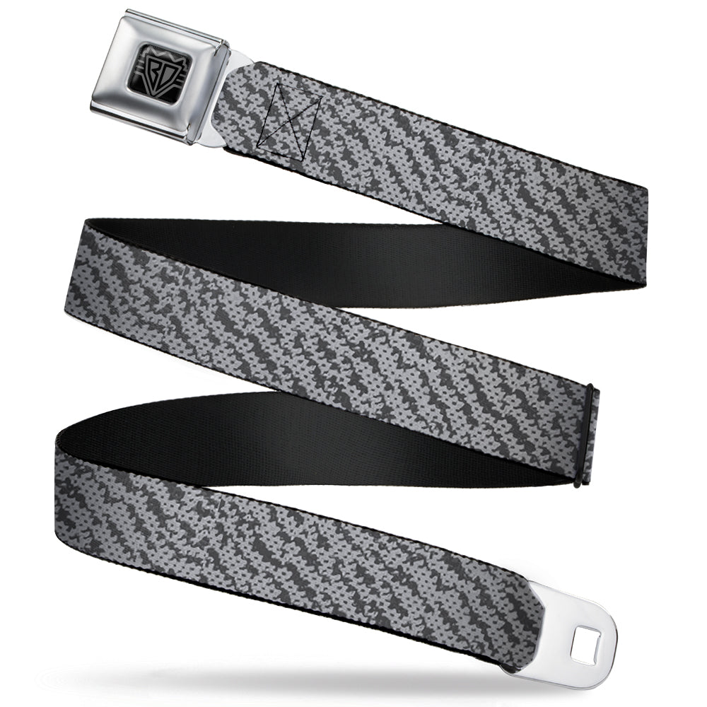 BD Wings Logo CLOSE-UP Full Color Black Silver Seatbelt Belt - Urban Camo Grays Webbing