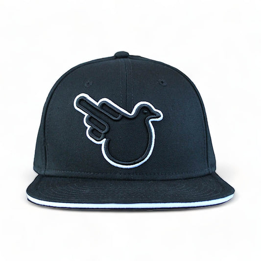 The Snowbird Black and White Flat Bill SnapBack