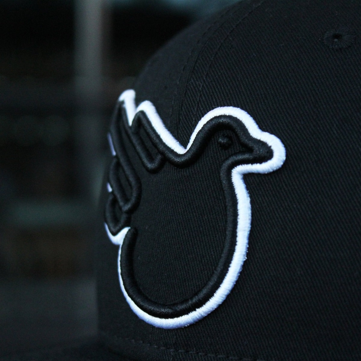 The Snowbird Black and White Flat Bill SnapBack