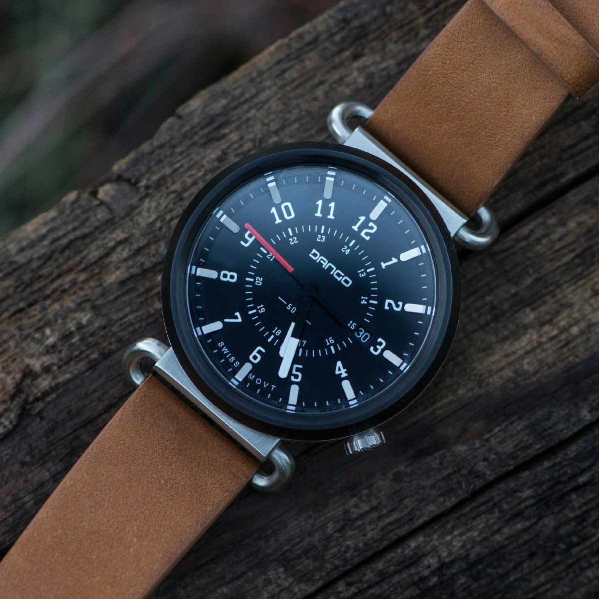 TK-01 - TREK WATCH WITH ITALIAN LEATHER STRAP - WHISKEY BROWN