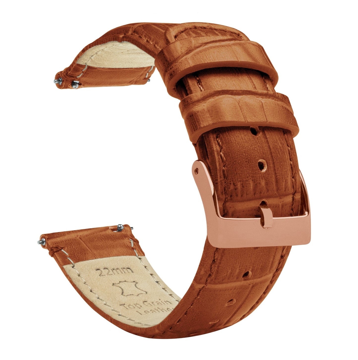 Toffee Brown Alligator Grain Leather Watch Band