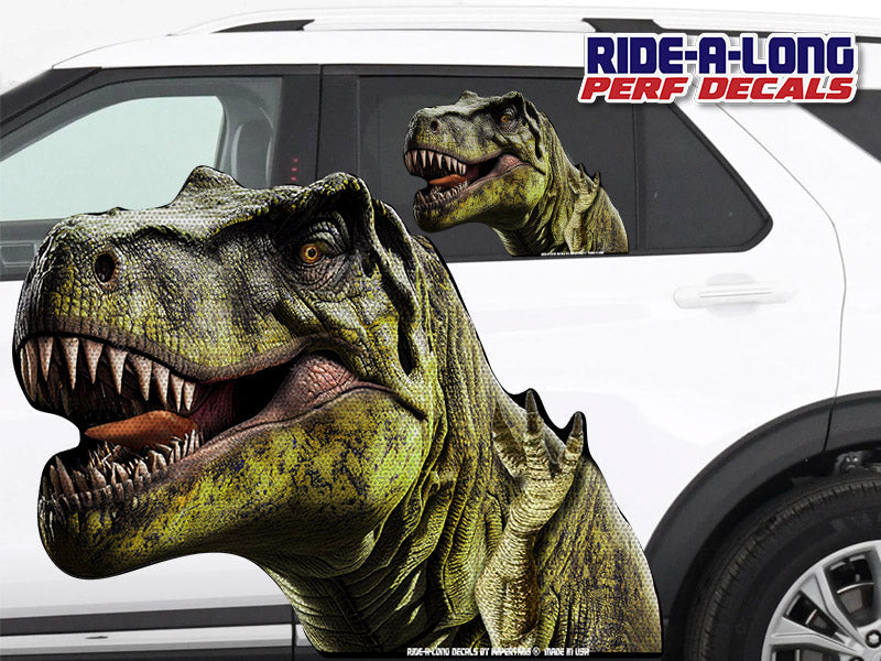 T-Rex Dinosaur *RIDE A LONG* Perforated Decal