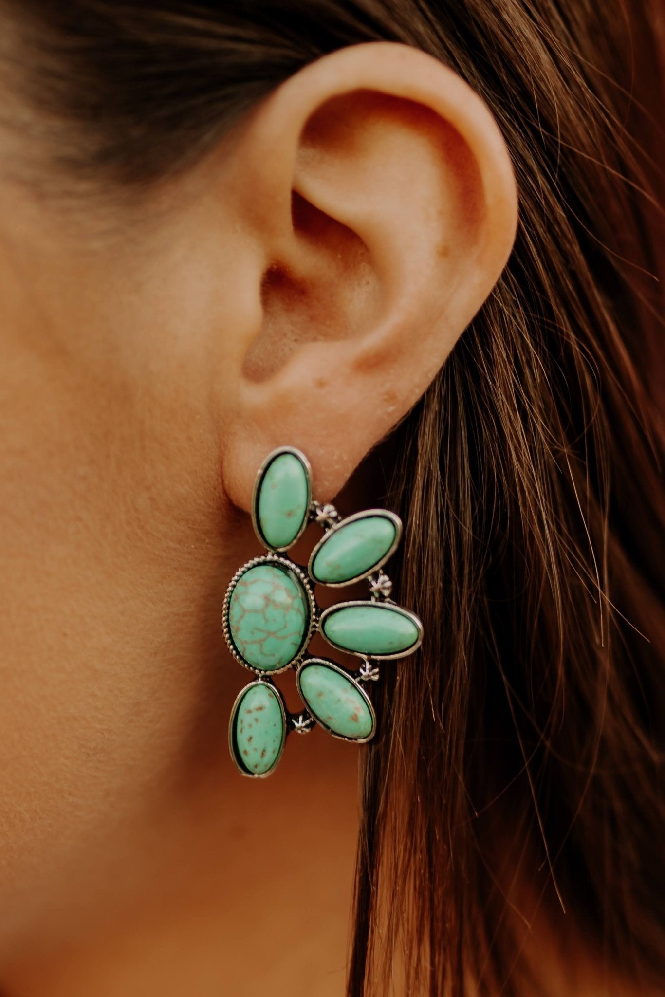 Turquoise Cluster Stud Earrings