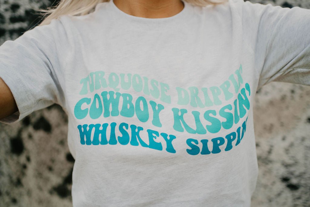 Turquoise Drippin' Western Graphic Tee