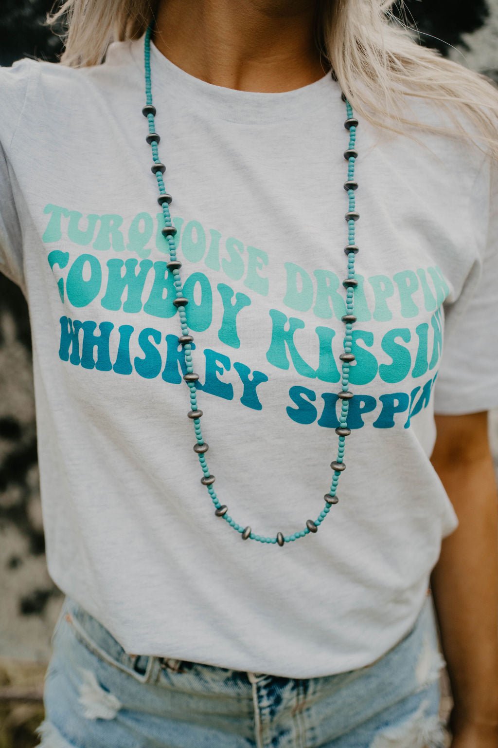 Turquoise Drippin' Western Graphic Tee