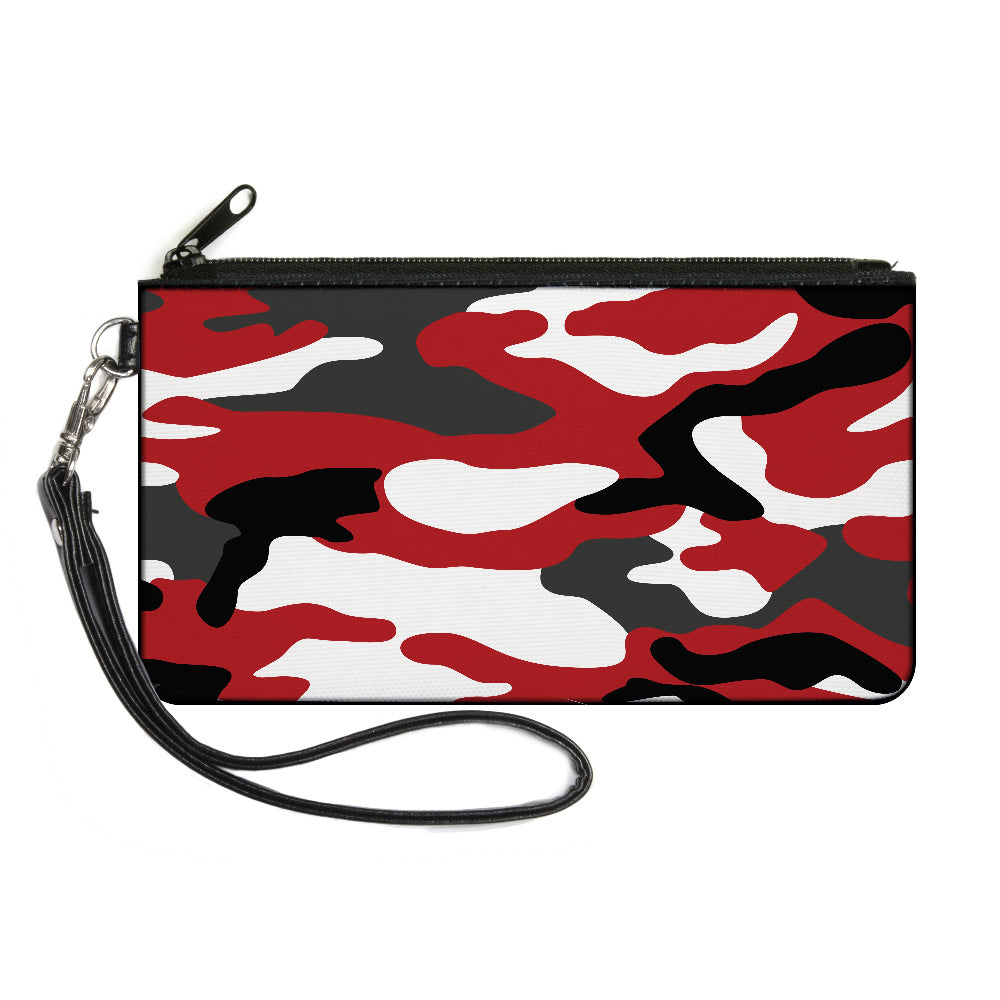 Canvas Zipper Wallet - LARGE - Camo Red Black Gray White