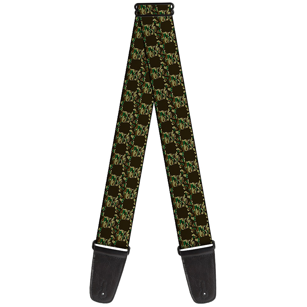 Guitar Strap - Top Skulls Black Camo Olive