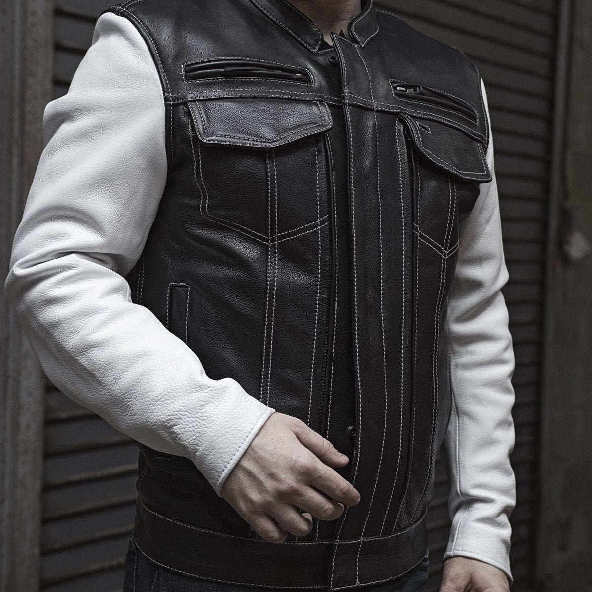 Vincent Men's Cafe Style Leather Jacket