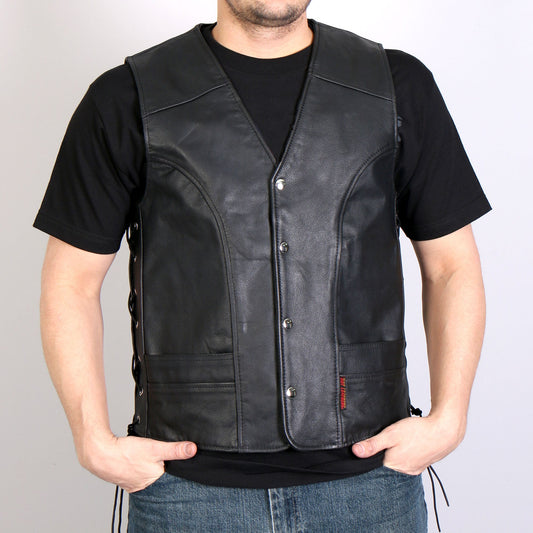 Hot Leathers VSM1030 Men's Black Motorcycle 'Conceal and Carry' Leather Biker Vest