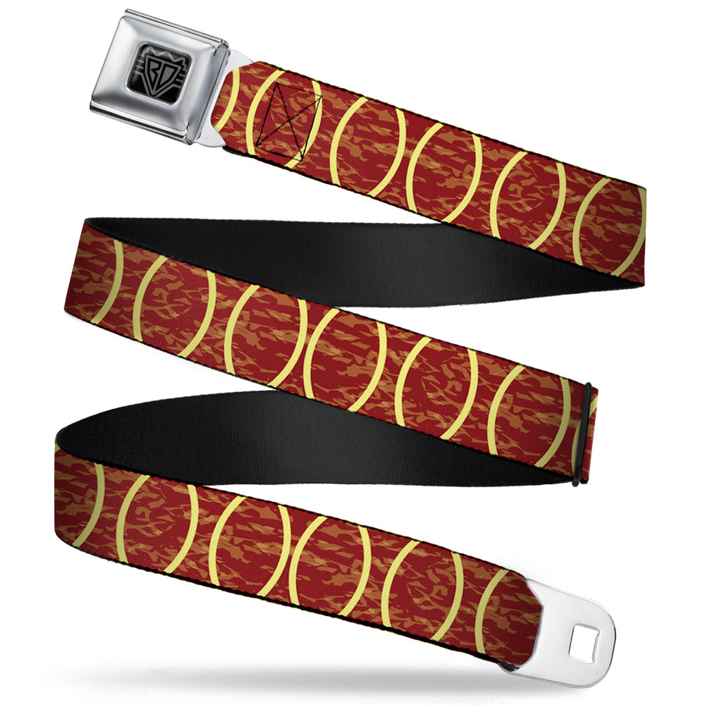 BD Wings Logo CLOSE-UP Full Color Black Silver Seatbelt Belt - Rings Camo Burnt Orange/Yellow Webbing