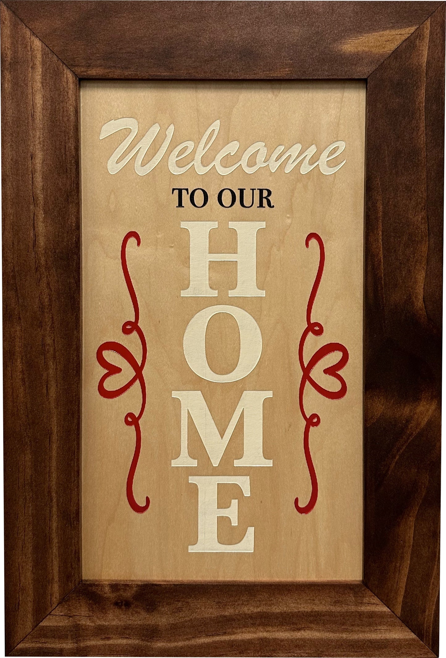 Wood Secure Gun Safe Welcome to our Home Wall Decor (Red Oak)